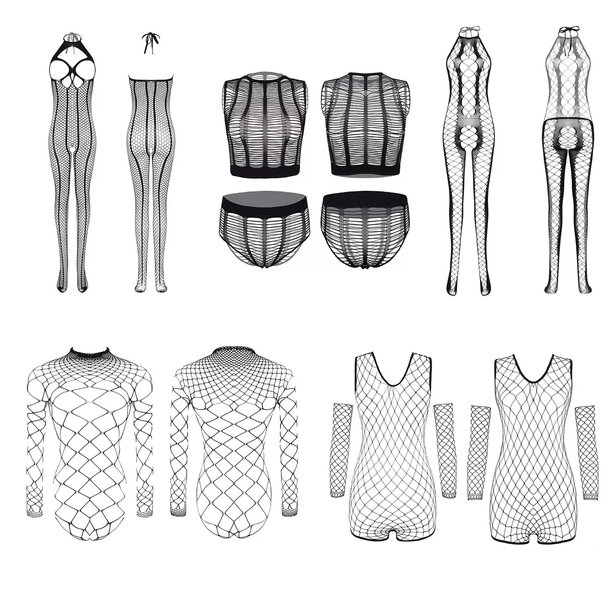 5 Types Women Fishnet Bodysuit Stocking Tights Panty Lingerie Babydoll  Underwear