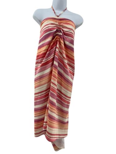 ELOQUII Womens Plus Size 28 Printed Halter Midi Dress Multicolor Beach Cruise