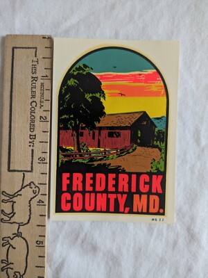 Vintage Retro Frederick County MD Stickers Covered Bridge