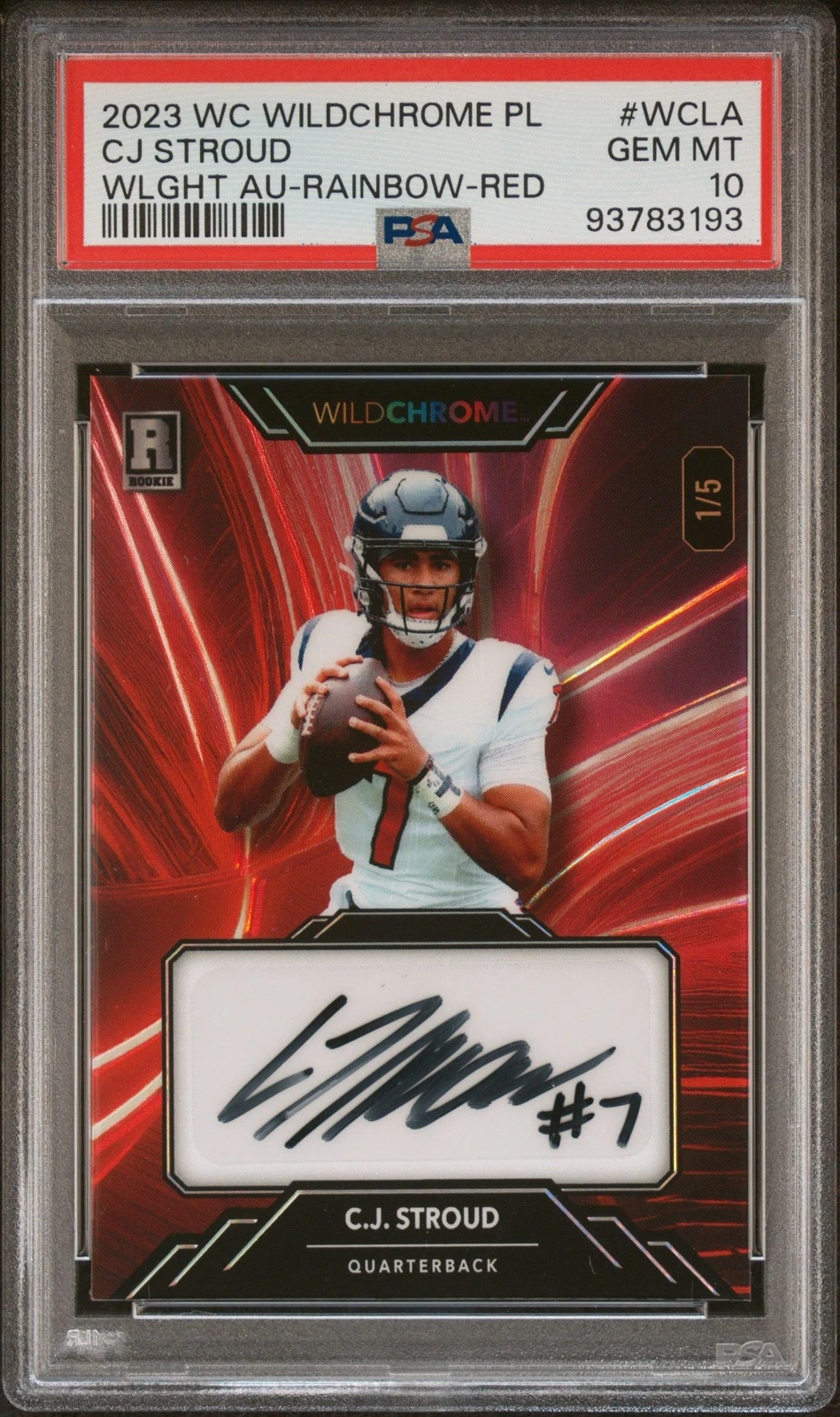 CJ Stroud Wild Card Wildchrome Pro-Look Hobby Wildlight Autograph #WCLA Rainbow Foil-Red