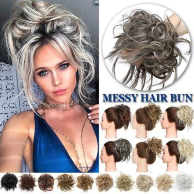 X-LARGE Messy Bun Hair Piece Scrunchie Updo Wrap Hair Extension as Human Bun US