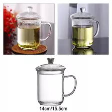 Glass Coffee Mug with Lid Drinking Cup for Tea Cold Drink Hot/Cold Beverage