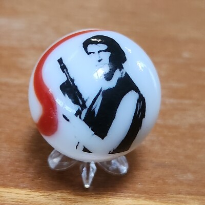 HAN SOLO STAR WARS MARBLE W /STAND 1'' SWIRL SHOOTER & Stand SZ  ADVERTISING