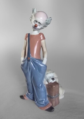 Vintage Lladro Distination Big Top Figurine, Clown with Poodle Pup, Spain, 1996