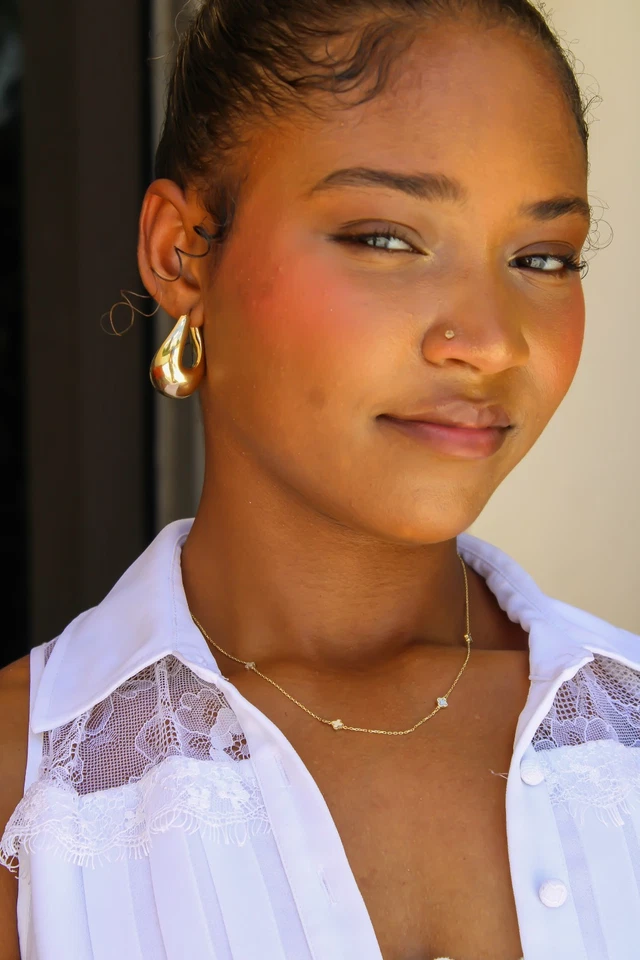 Pendientes aros de oro macizo de 14k hinchados con forma ovalada pendientes de oro real pulidos 26 mm Foto 4 de 4