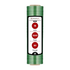 96 Rolls 18"x1500' 80 Gauge Cast Bundling Hand Stretch Wrap Film Tint Green