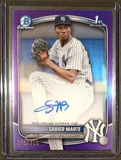 2025 Bowman Chrome Prospect Autographs Purple Refractors Sabier Marte #'d 16/250
