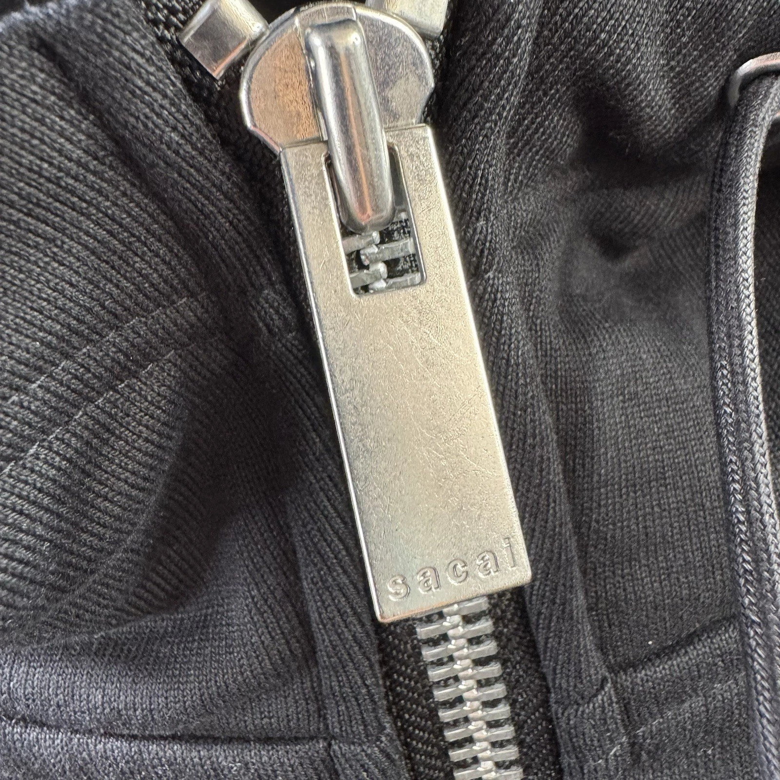 Sacai Felpa con Cappuccio Giacca Donna Taglia 4 Crop Nera Felpa Cotone Zip Made in Japan