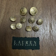 Ralph Lauren Brass USA Gold Blazer Lot 10 Replacement Buttons Set Suit heavy