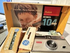 Vintage Kodak Instamatic 104 Outfit Camera with Box, Flash Cubes, Strap
