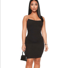 Fashion Nova Black Bodycon Mini Dress Size Small Spaghetti Strap Stretch