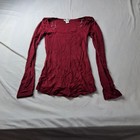 Ozzolo Womens Small Burgundy Ribbed Long Sleeve Scoop Neck Top Stretch — photo 1