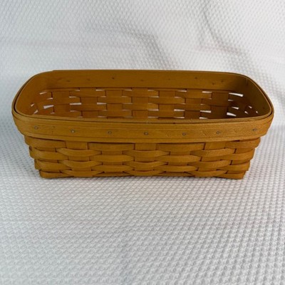 Longaberger 2000 Handwoven Slanted Rectangular Maple Wood Basket 12x6x4