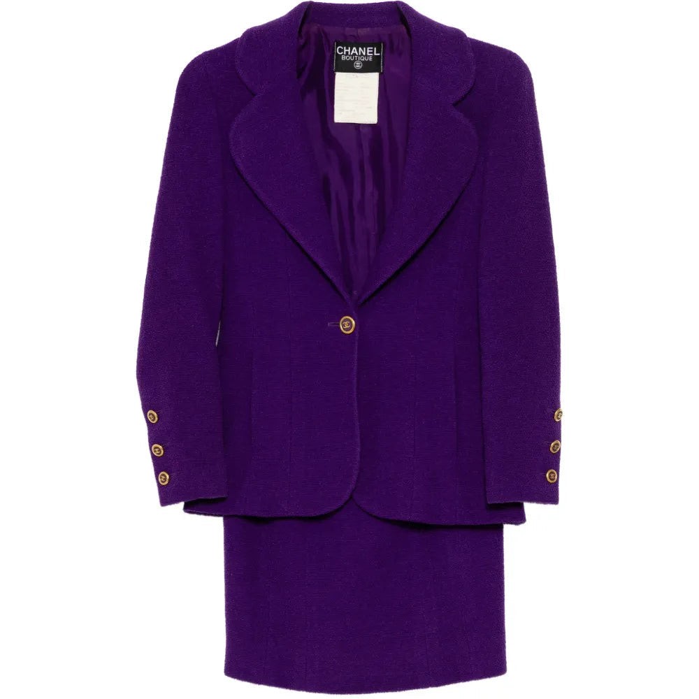 Chanel - Purple Single-Breasted Tweed Suit Set