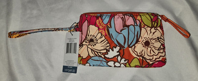 Vera Bradley Midday Garden Wristlet NWT Red Blue MSRP $49 Zipper Floral