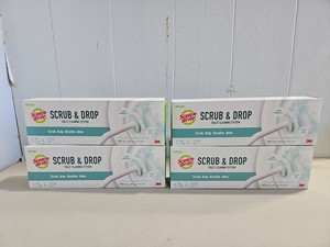 LOT OF 4 - Scrub & Drop Toilet Cleaning Systems 1 - Brush & Stand &  4 - Tablets