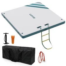 Inflatable Floating Dock Air Dock Platform Floating Island Raft with Rope Lad...