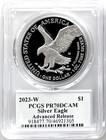 2023 W PROOF SILVER EAGLE ADVANCED RELEASE PCGS PR70 EMILY DAMSTRA EAGLE FLAG — photo 2