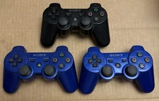 Sony PlayStation DualShock 3 Wireless Controller Lot Of 2 - Black, Blue -Tested