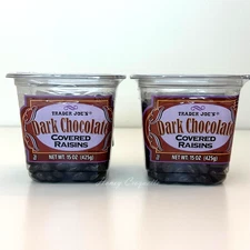 2 Packs Trader Joe's Dark Chocolate Covered Raisins 15 oz Each Pack