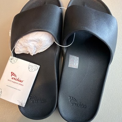 Archie’s Black Unisex Arch Support Slides for Men Arch Support Slides - Classic - Black – Archies Footwear | USA main image 2