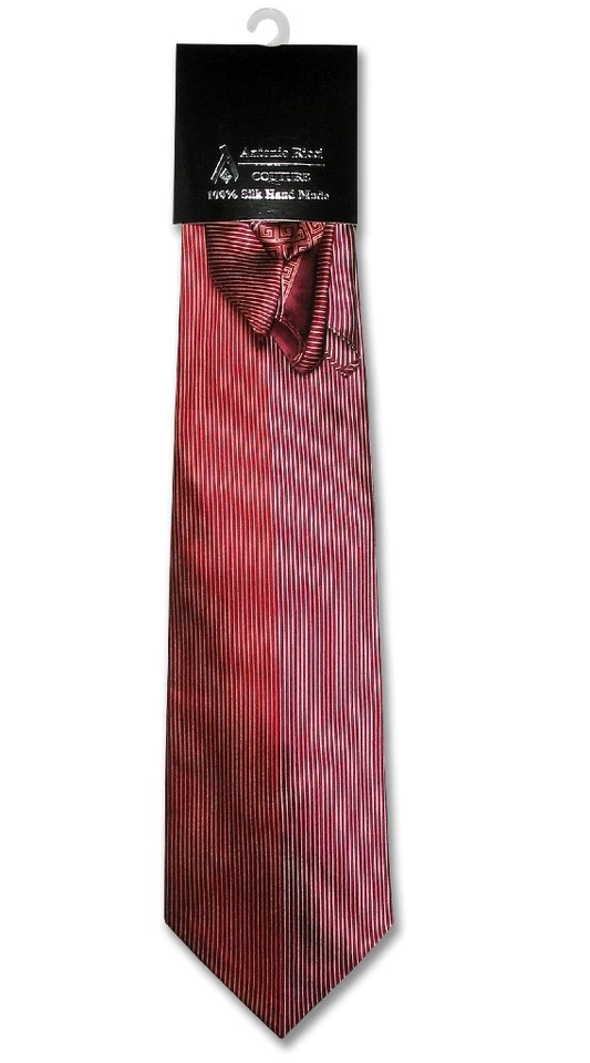 Juego de pañuelos de diseño 100 % seda rojo y blanco a juego para hombre Foto 2 de 3