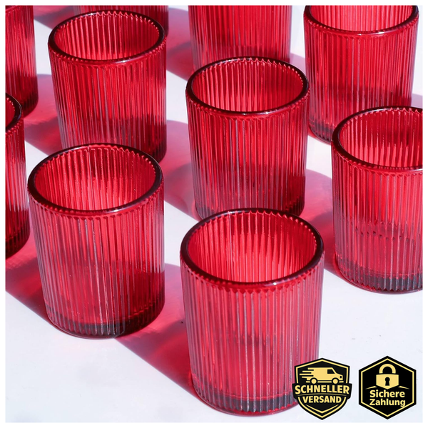 TeelichtgläSer 12Er-Set Gerippte Teelichthalter Glas FüR Dekoration 12 StüCk-image