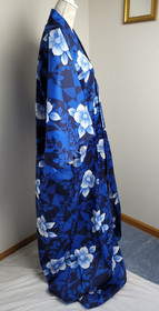 Japanese Style Kimono Cotton Yukata Blue White Floral  NO Belt 64" Long
