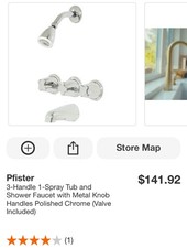 Pfister 3-Handle 1-Spray Tub, Shower Faucet w/ Knob Handles Polished Chrome