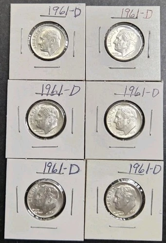 Uncirculated 1961-D Roosevelt Dime Lot Of 6