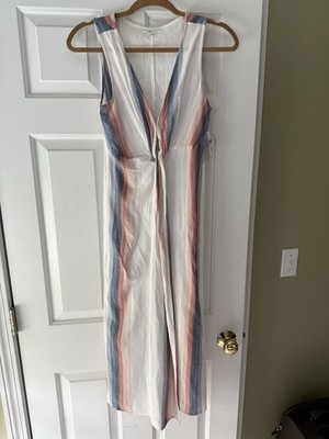 O'Neill L92622 Winter White Striped Flint Sleeveless Midi Dress Size XS