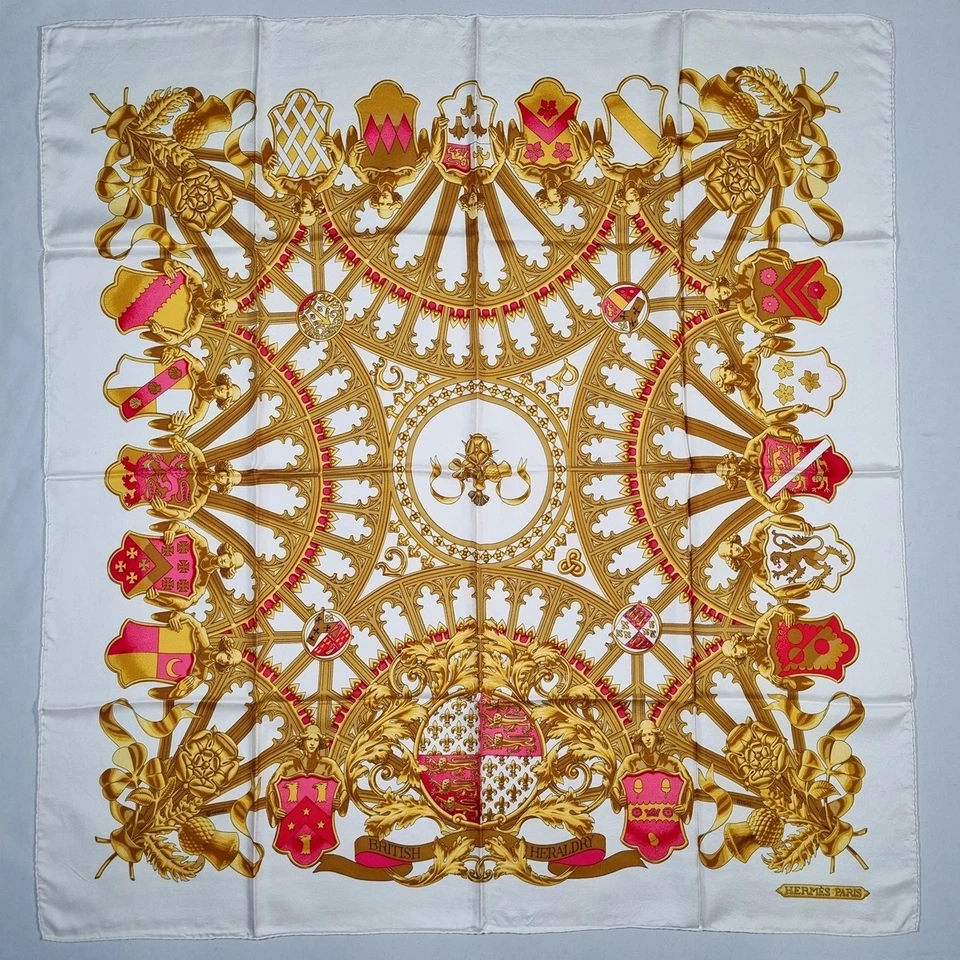 RARE VINTAGE HERMES Silk Scarf "British Heraldry" Carre 90 - Image 4 of 4