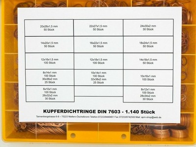Sortimente Kupfer Aluminium Bonded Seal Dichtringe Unterlegscheiben