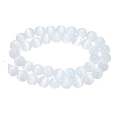 38pcs Cream White Cat's Eye Stone Beads 10mm Round Crystal Loose Bead