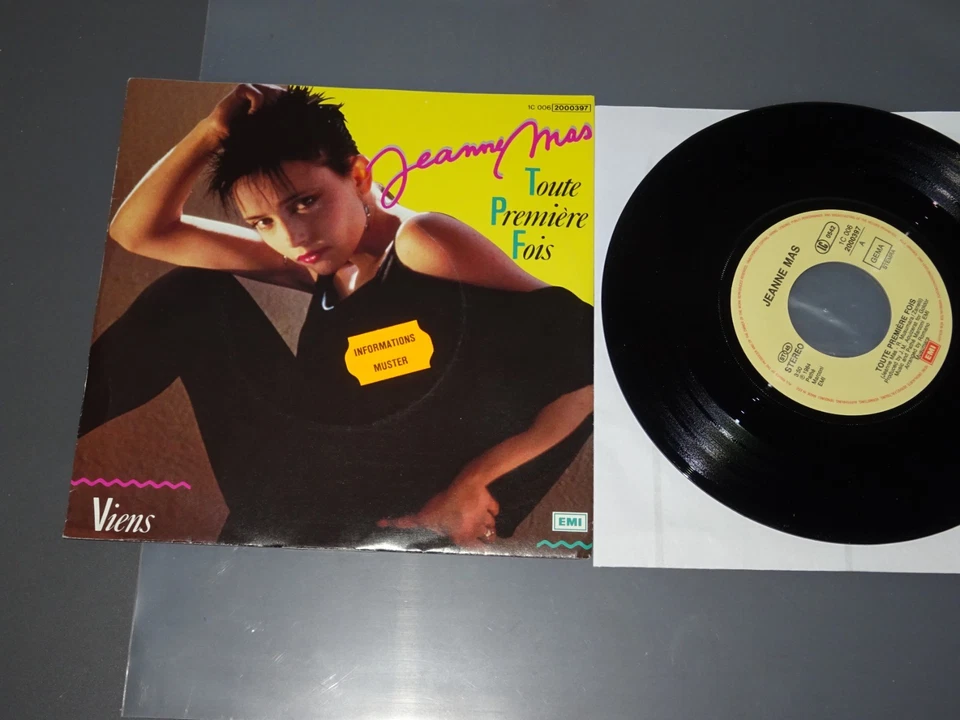 JEANNE MAS - TOUTE PREMIERE FOIS / EEC 7'' SINGLE 1984 (MINT-) & PROMO-SHEET - Bild 2 von 3