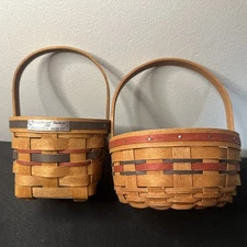 LONGABERGER 1989 INAUGURAL BASKET  Patriotic Rare & 1990 Crisco American Cookie 