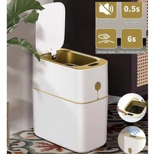 4 Gal Smart Trash Can Automatic Touchless Sensor Slim Bathroom Office Waste Bask