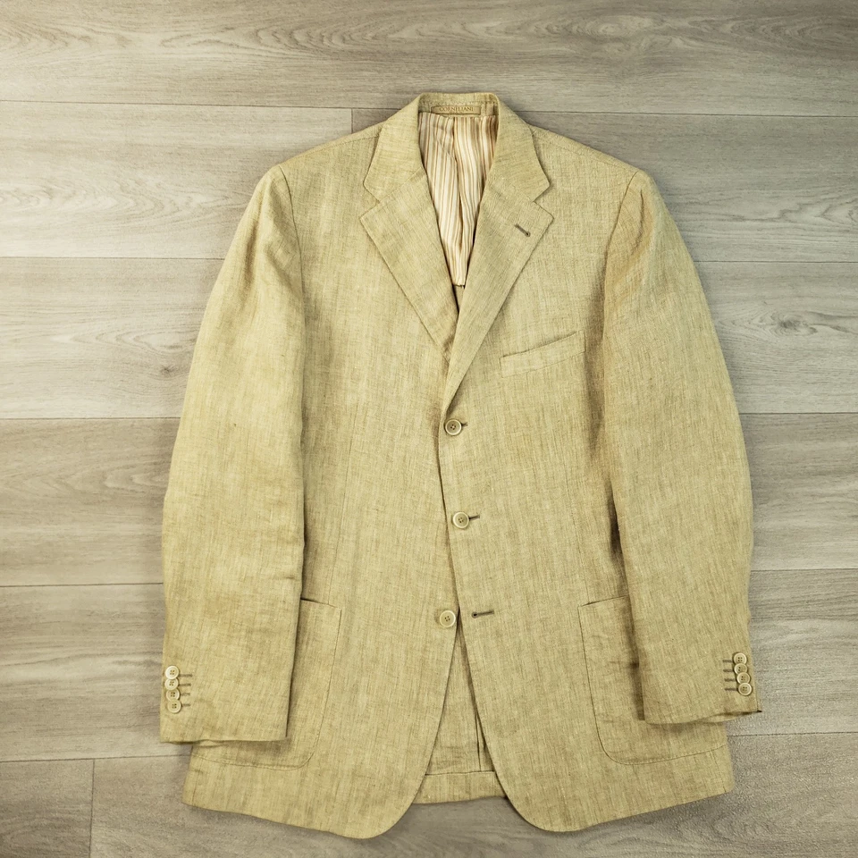 Coenliani льняной блейзер мужской 42L (ЕС 52L) тонкий три кнопки двойной вентилируемый винтажный - Изображение 2 из 4