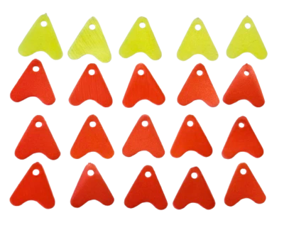 YAD Blinker-Plättchen 20 Stück Spinnerblatt fluo gelb orange fluoreszierend