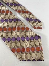 Mens Tie Geometric Abstract Circle Pattern 100 Silk Irvine Park Purple Orange