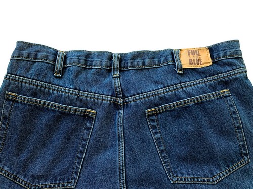 Jeans blu pieno, foderati in pile, gamba dritta a 5 tasche, taglia 38 x 30 - Foto 4 di 5