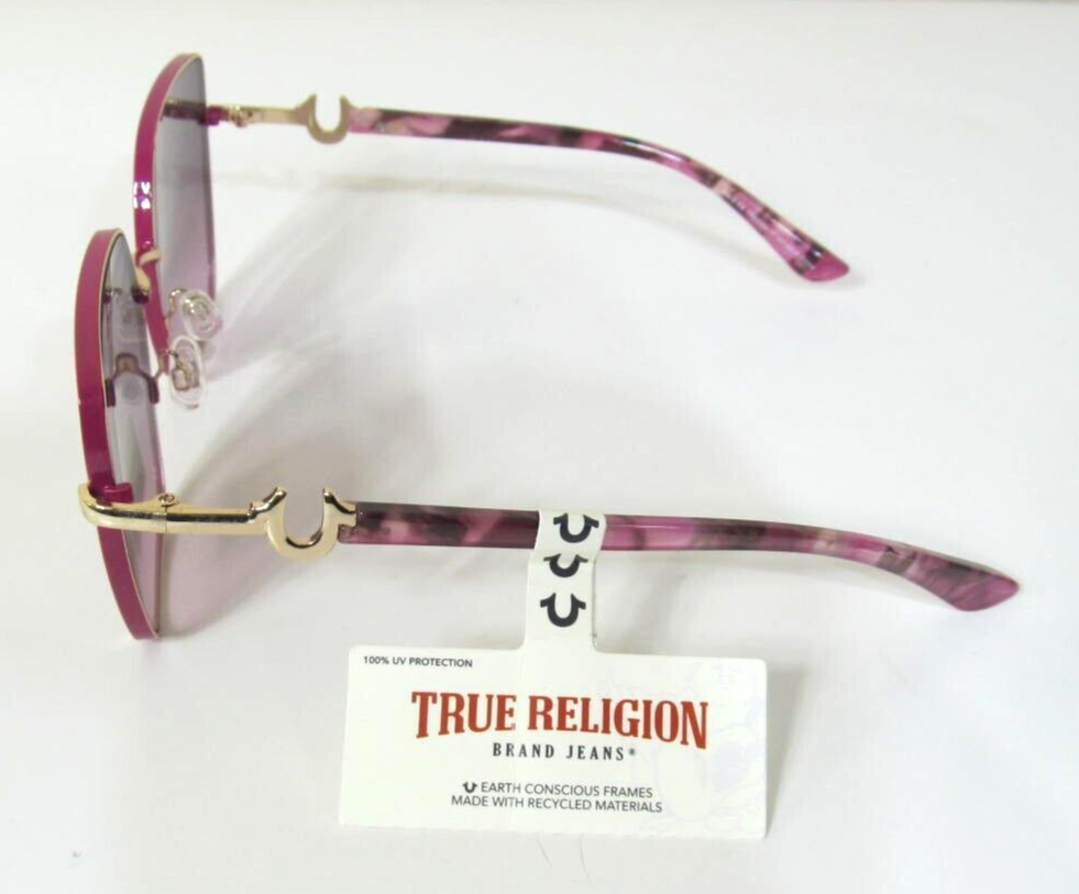 True Religion Gold and Pink Frame Sunglasses TRUE RELIGION Hot Pink & Gold Oversized Cat Eye Sunglasses  main image 3