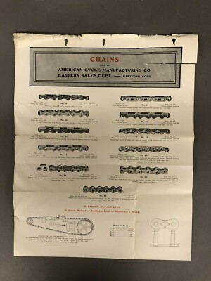 1900-1905 American Cycle Manufacturing Bicycle Chains Poster 16  X 13 
