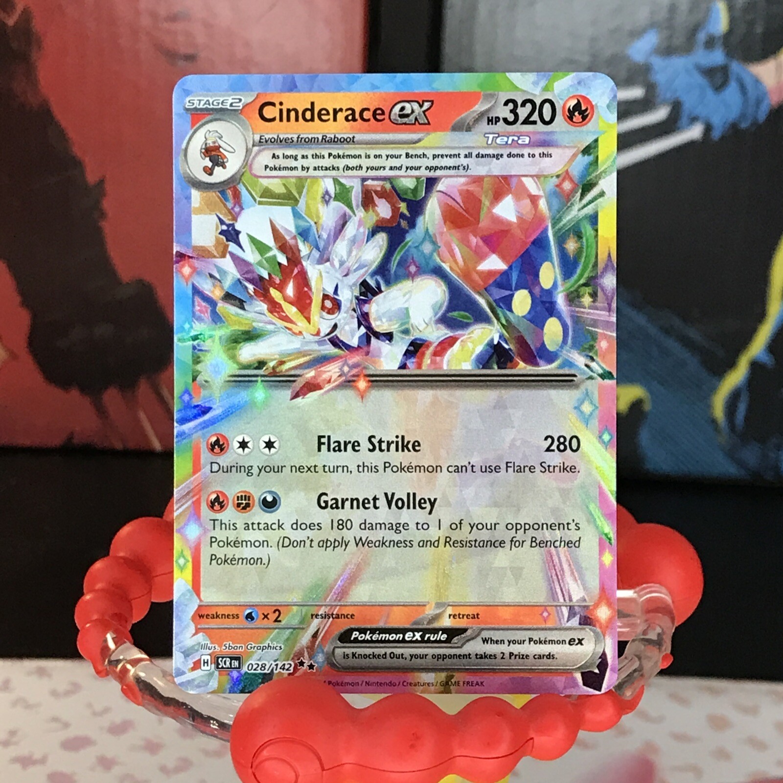 Pokemon Cinderace ex 028/142 Stellar Crown Double Rare Holo NM