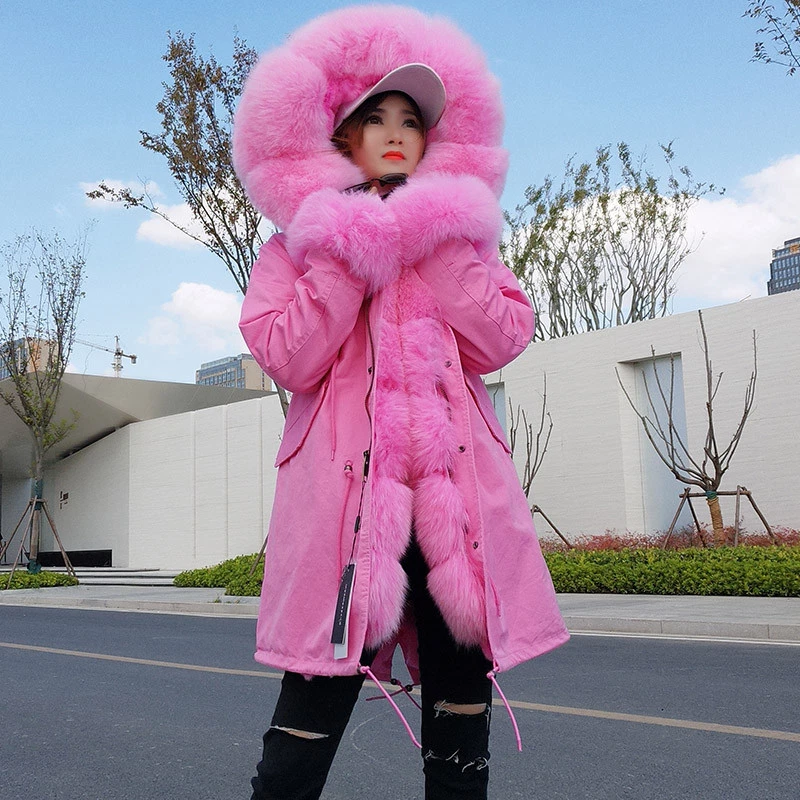 Fur hood and cuff coat sale