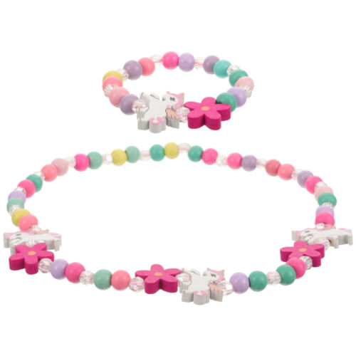 Plastic Child Wooden Bracelet Kids Play Necklace Beaded - Afbeelding 1 van 12