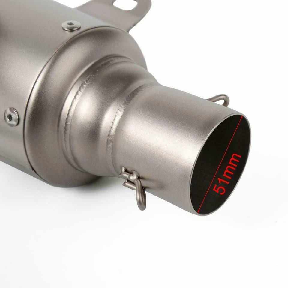 Silver Universal Motorcycle Exhaust Muffler Silencer Slip On W/DB Killer 38-51mm - Image 4 of 4