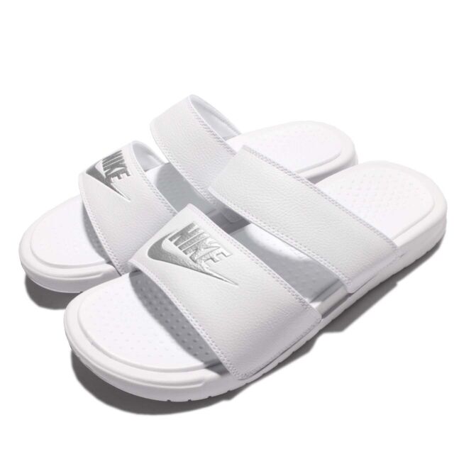 nike benassi slides women's white