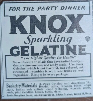 Knox Sparkling Gelatine for the Party Dinner 1928 Vintage Food Print Ad