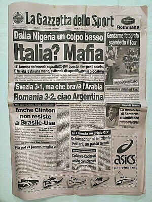 Zeitschrift Dello Sport 4 Juli 1994 World Cup USA 94 Romania Sweden Pete Sampras